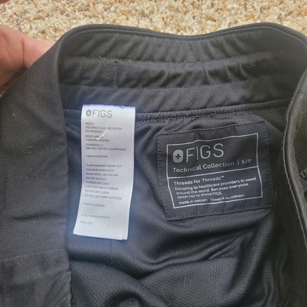 FIGS Technical‎ Collection Black Scrub Pants Womens Small  W23SW2007P